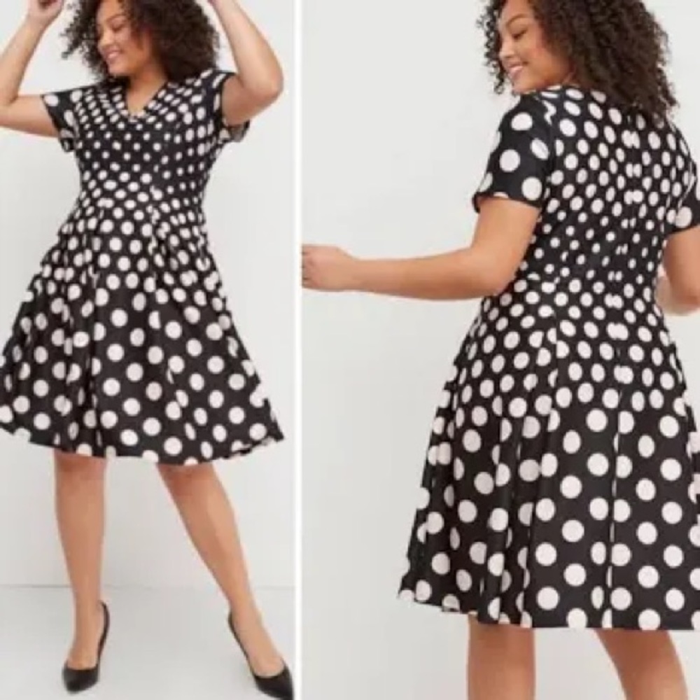 Black and pink polka dot dress